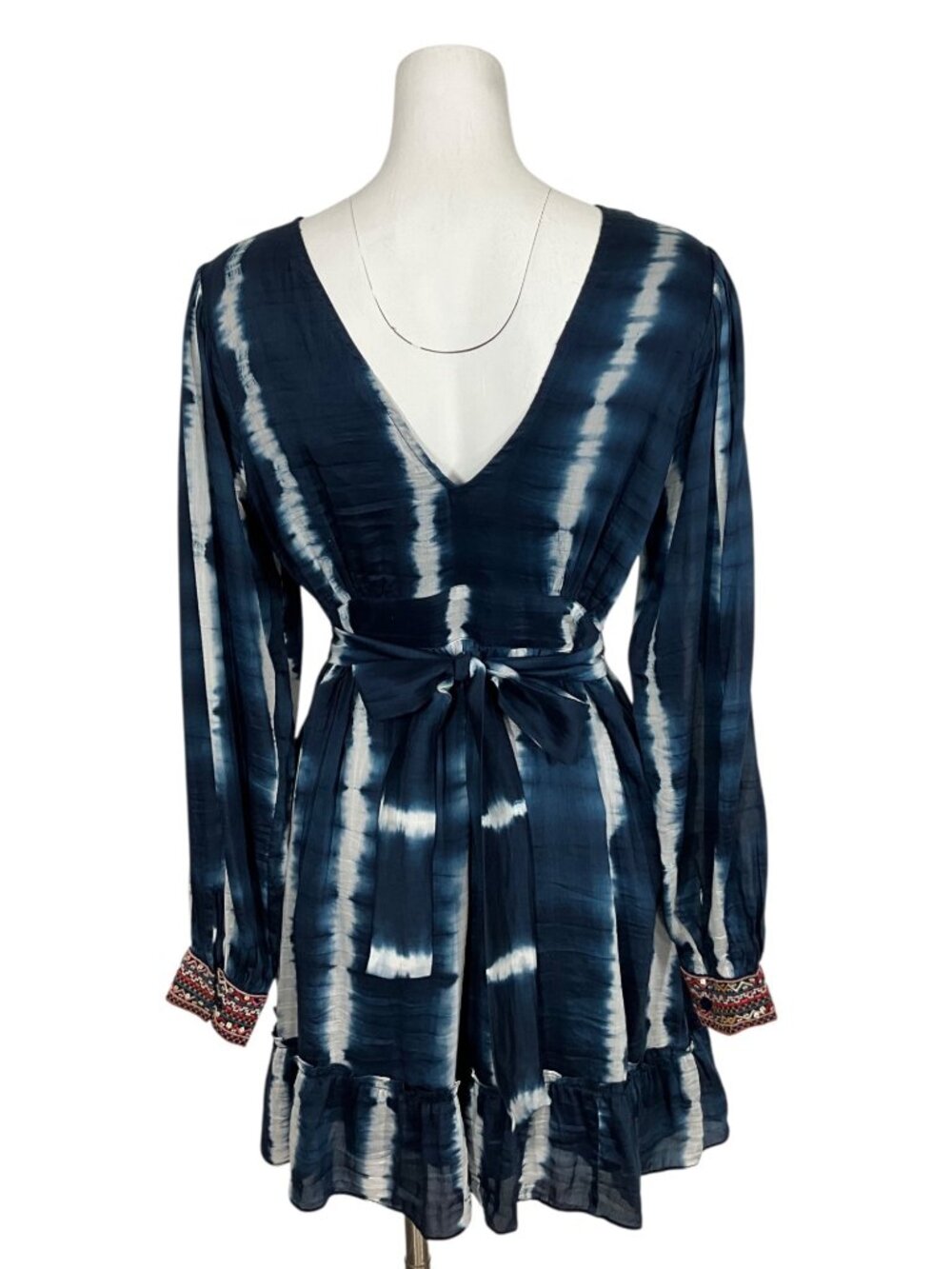Anthropologie Verb by Pallavi Singhee Beaded Tie-Dye Mini Dress M Blue - Picture 7 of 16